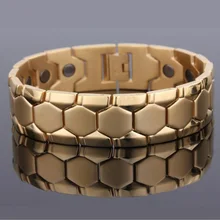 Золотой цвет браслет байкера из нержавеющей стали для мужчин и женщин ювелирные изделия энергия здоровья здоровый магнит браслеты для мужчин Ювелирные изделия Подарки тяжелые