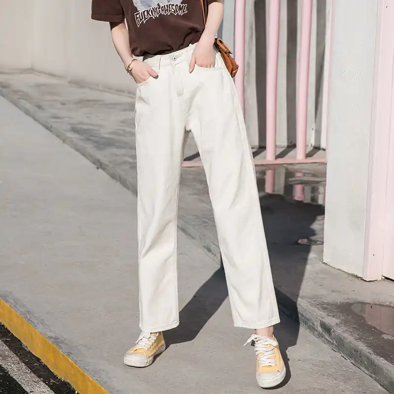 womens white mom jeans