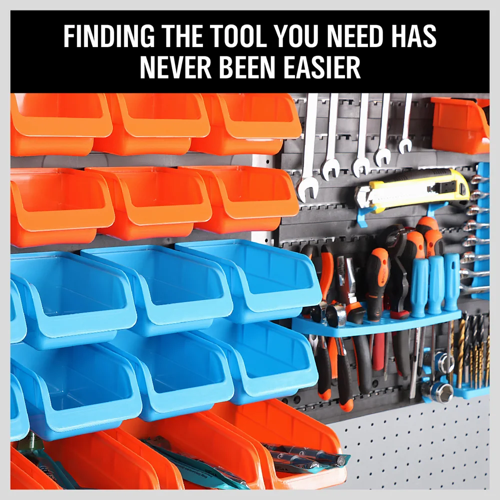 New Wall-Mounted Storage Bin Rack Tool Parts Garage Unit Shelving Organiser box