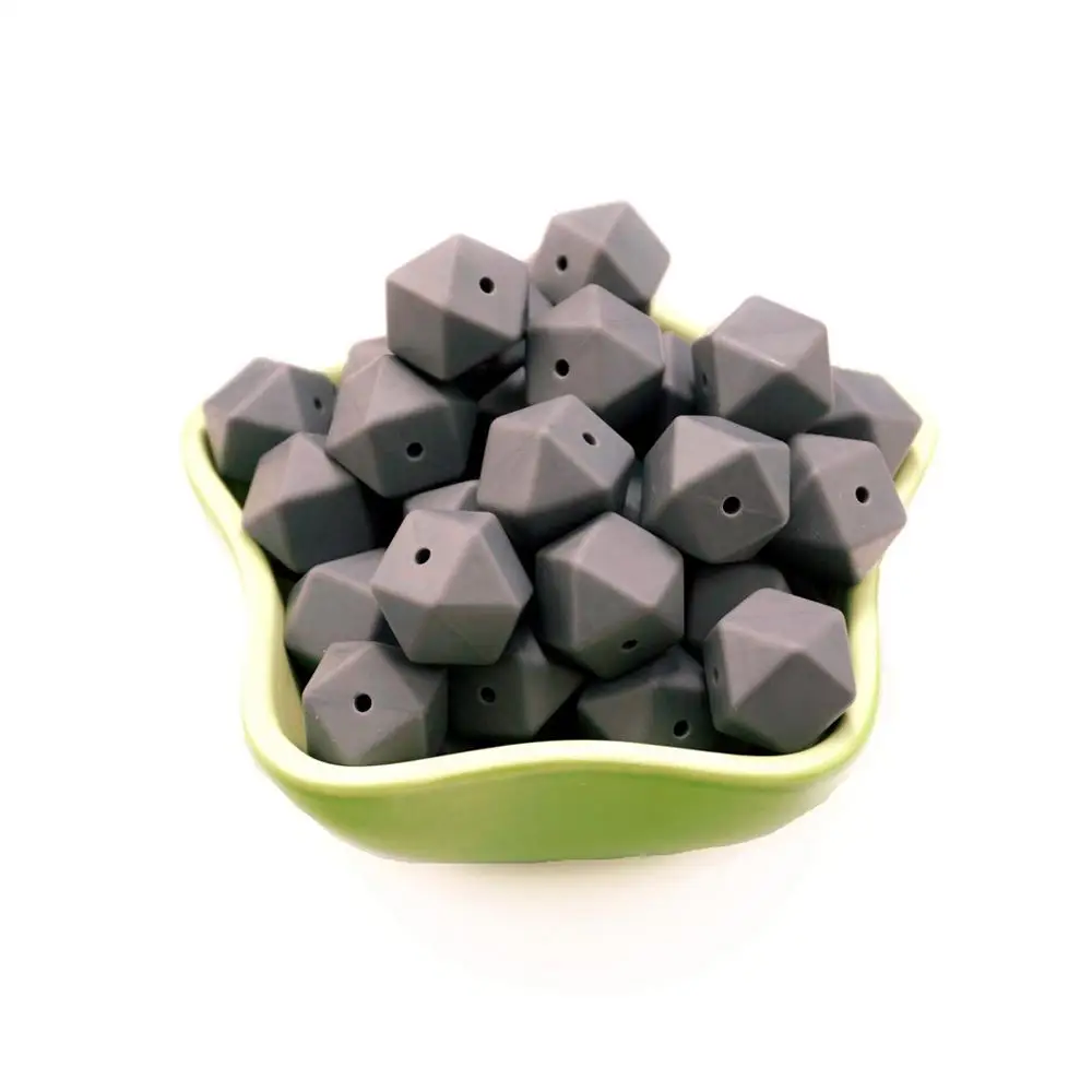 Deep Gray Sutoyuen, 100 шт, 17 мм, свободные шестигранные силиконовые бусины, сделай сам, Прорезыватель зубов, зубной прорезыватель для малышей, игрушка для младенцев, жевательное ожерелье, соска, ювелирное изделие - Цвет: Deep Gray