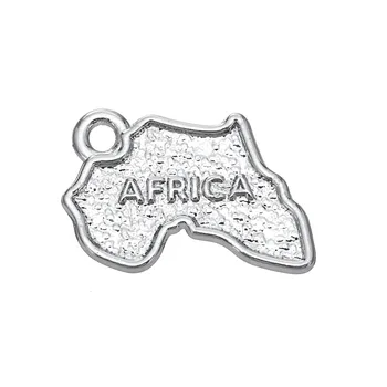 

my shape 30pcs zinc alloy rhodium plated Africa map charms