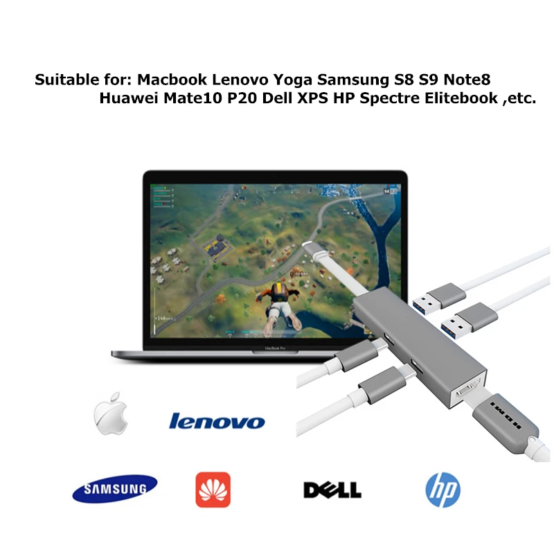 Ранкман Тип C USB C к HDMI тип-c USB 3,0 2,0 конвертер USB 3,1 к HDMI концентратор Кабель-адаптер для Macbook Chromebook samsung S9