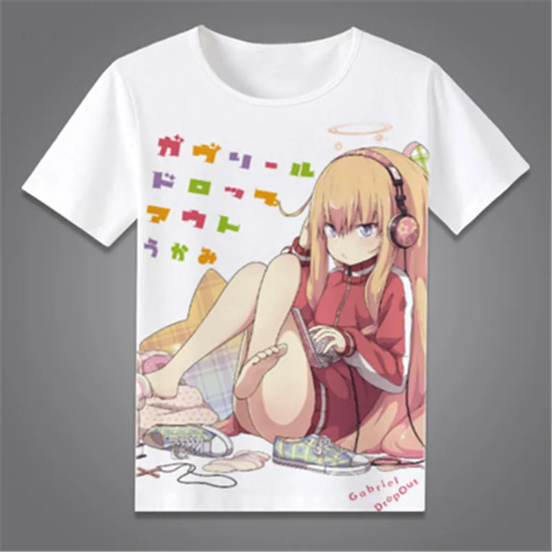 

Gabriel DropOut T-Shirt New Japanese Anime Summer Men Women Tenma Gabriel White Cosplay Short Sleeve T shirt