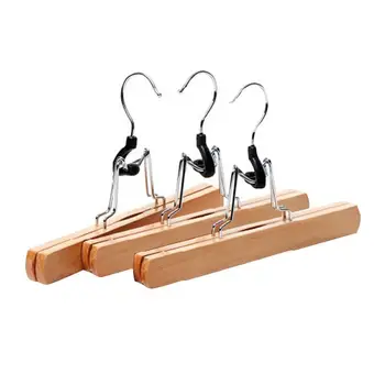 

3 Pcs 30*16cm Trousers Hanger Natural Solid Wood Pants Hangers Skirt Hangers Clips Slack Hanger Saving Space