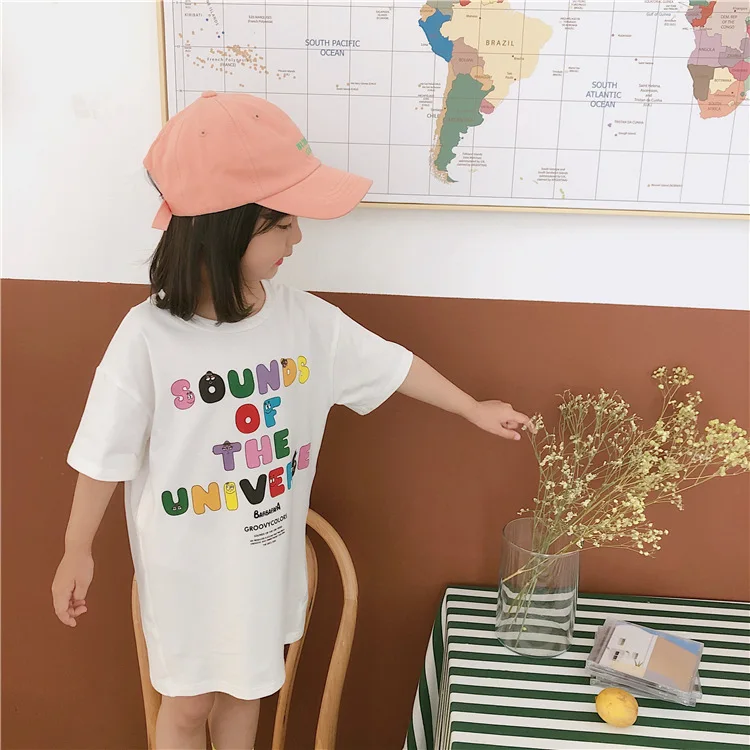 

2019 New Style Girls Printed Dress Short Sleeve Summer Fashion Girls Dresses 1-6 Years