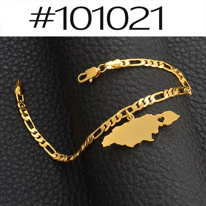 Anniyo Jamaica карта браслет для женщин и мужчин ямайская цепь звено браслеты патриотический подарок#100821 - Окраска металла: 101021