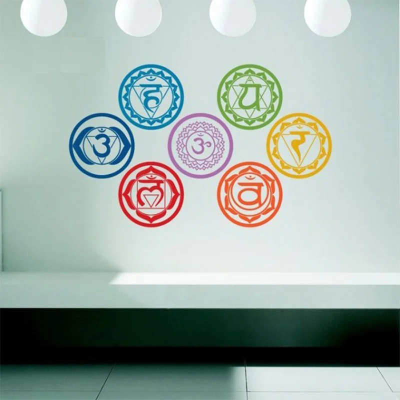 

19X19CM 7pcs/set Chakras Vinyl Wall Stickers Mandala Yoga Om Meditation Symbol Wall Decals Home Decor Wall Decoration Wall decal