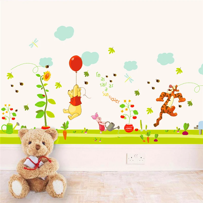 

cartoon winnie the pooh bear wall stickers for kids rooms bedroom nursery wall art decor posters diy removable decals