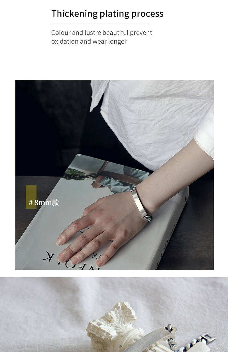 925 пробы Серебряный минималистичный винтажный браслет на цепочке ручной работы, хорошее ювелирное изделие, браслет на цепочке для женщин, высокое качество WDB007