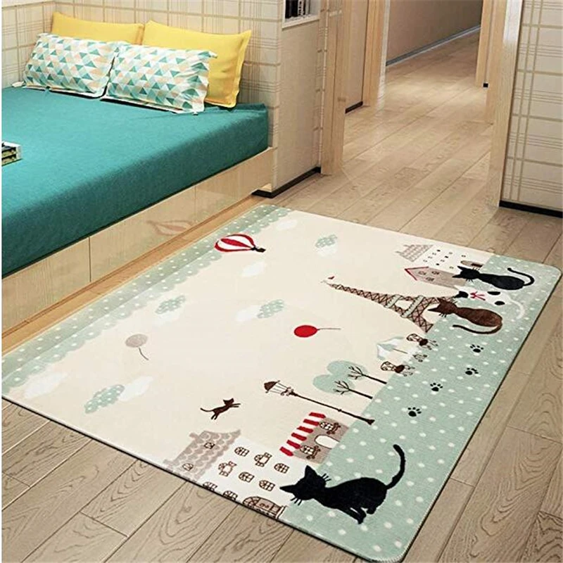 Мультяшный детский игровой коврик-милые кошки дизайн мягкие коврики детские Нескользящие спальня/гостиная ковер детские ползающие коврики мягкий дверной коврик