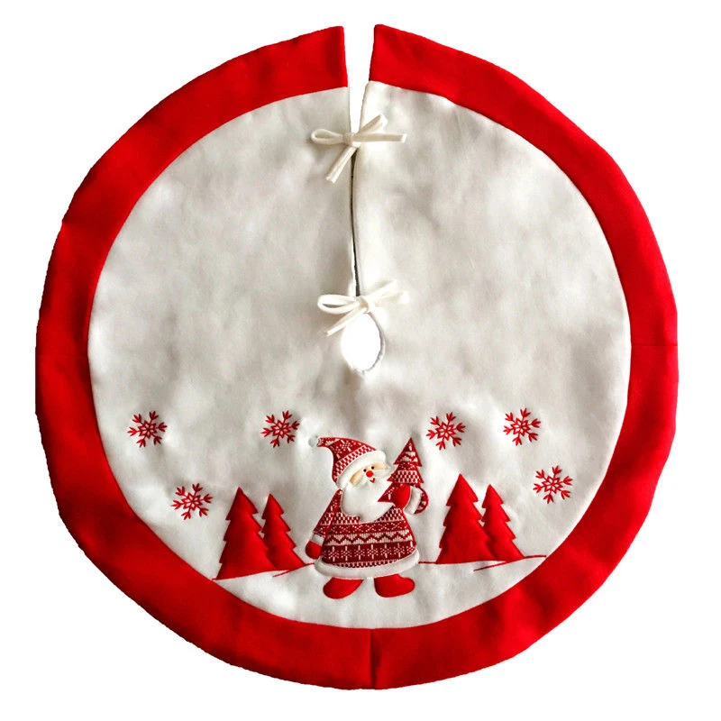 JX-LCLYL  Santa Claus Print Ornaments Christmas Tree Skirt Apron Xmas Party Home Decor