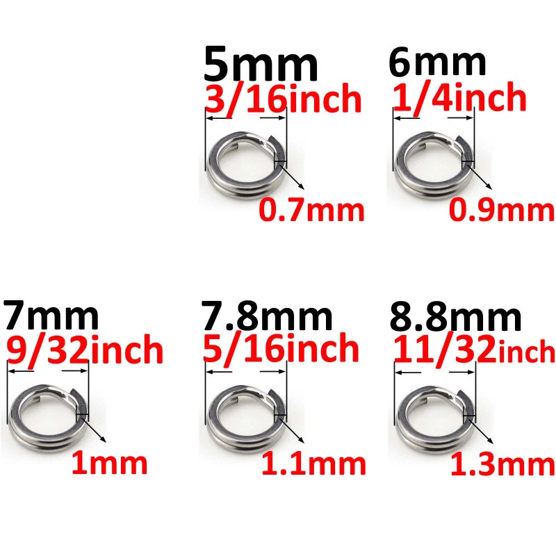 200 шт. разъемное кольцо из нержавеющей стали 5 мм до 9 мм с коробкой для тяжелой рыбалки, двойное кольцо с разъемом, Аксессуары для рыбалки