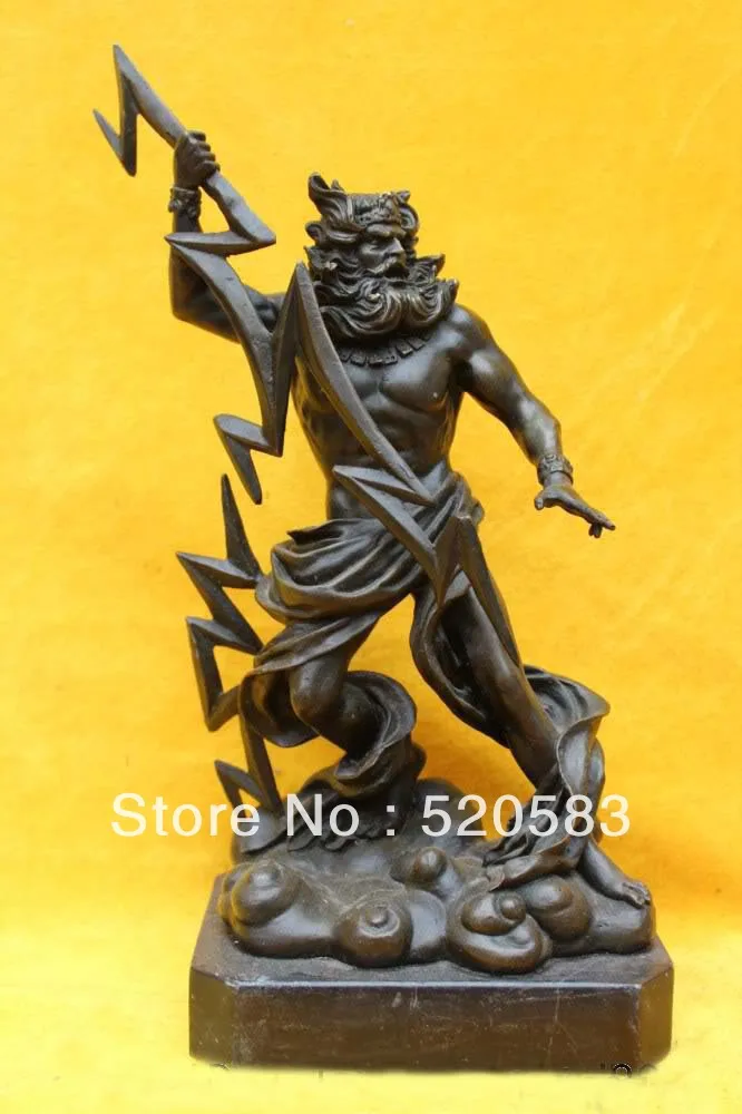 

12"Marble Base Art Bronze Nordic Myth Thor Thunder God Sculpture Statue