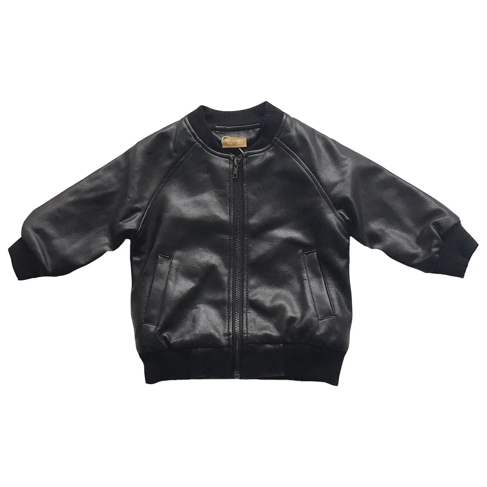 Baby boy Leather jacket coat kids PU leather outerwear jacket for girl