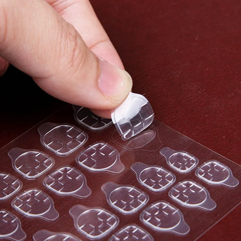 

High Quality 10 sheets/lot Double-side Glue Sticker Transparent Flexible 240pcs Fake Nail Tips Adhesive Nail Glue
