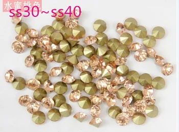 

Lt.Peach~Size 288pcs/pack SS30~SS40 Round Crystal loose pointback rhinestone,Glass glue on nail art rhinestones
