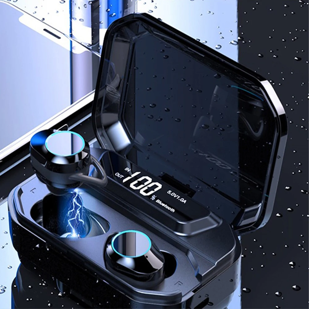 

G02 TWS Wireless Bluetooth Earbuds Stereo LED Display 3300mAh Power Bank 9D Stereo Music Headset Touch Bluetooth Earphone 5.0