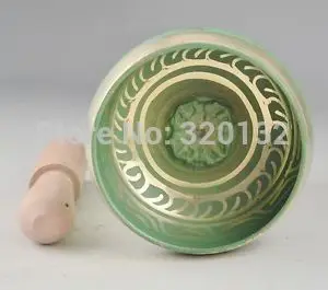 

Free shipping Tibetan Green Singing Bowl HIMALAYAN hand hammered CHAKRA MEDITATION Religion 9cm Diameter Wholesale bronze Bowls