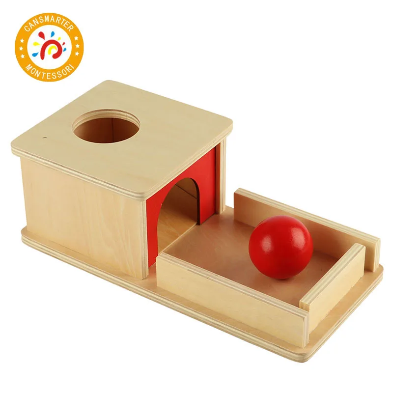 

Montessori Children Educational Teaching Aids Wooden Object Permanence Box with Tray Kid Toy