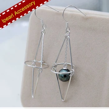 

S925 Sterling Silver Drop Earrings Holder Women DIY Pearl Universe Design Earrings Jewelry Findings&Components 3Pairs/Lot