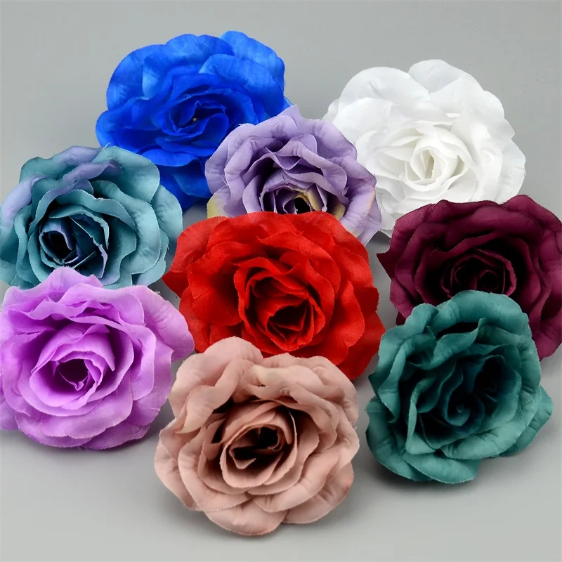 50pcs 8cm Large Rose Artificial Silk Flower Head Home Wedding Party