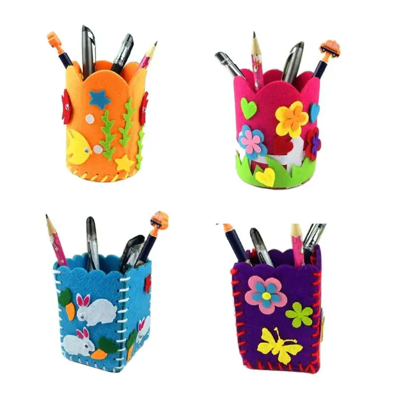Children Handmade Pencil Holder Cute DIY Craft Kit Pen Container Baby font b Toys b font