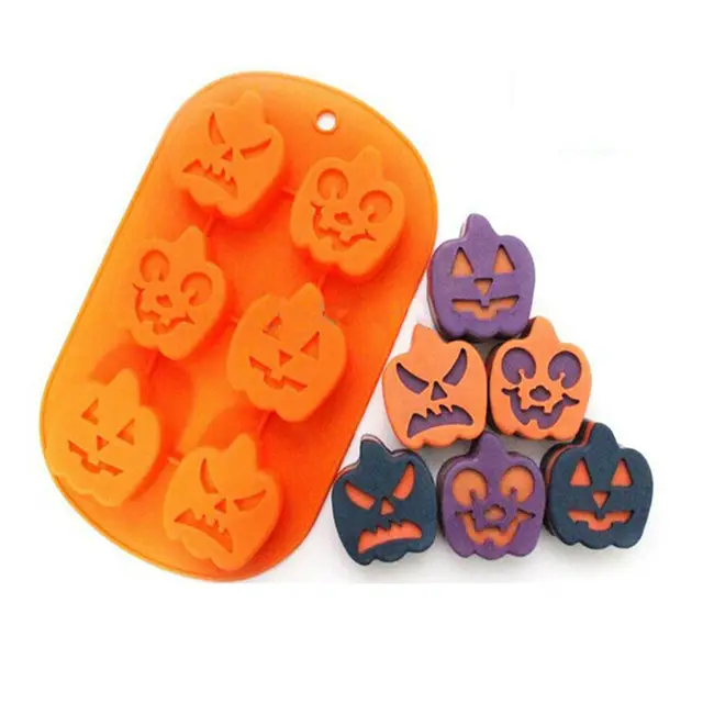 family baking cake pop molds 6 holes Halloween pumpkin face silicone