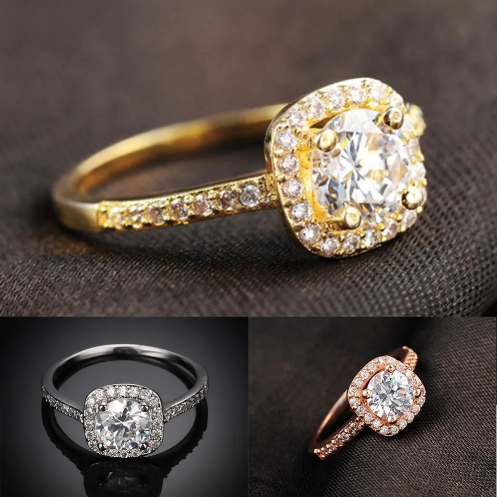 3ColorsCoppermaterialGoldplatingprocessSquareShapedAAAZircon