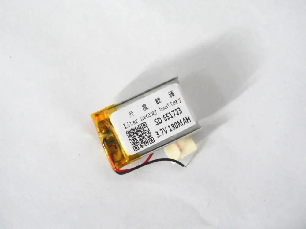 

MP3 battery 3.7V 180mah lithium polymer battery 651723 MP4 remote control airplane model aircraft battery