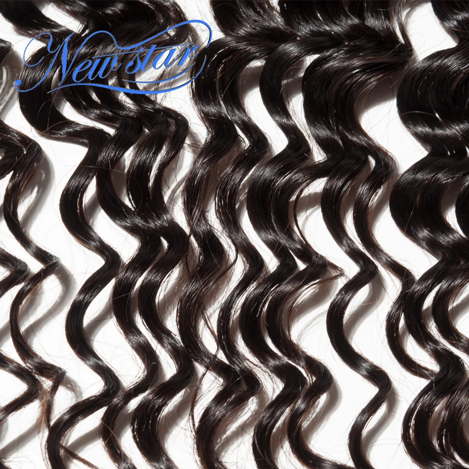 New Star Hair Brazilian Deep Wave 13x4 Lace Frontal Closures 3 Part Ear to Ear Pre Plucked Hairline Natural Color Virgin Hair