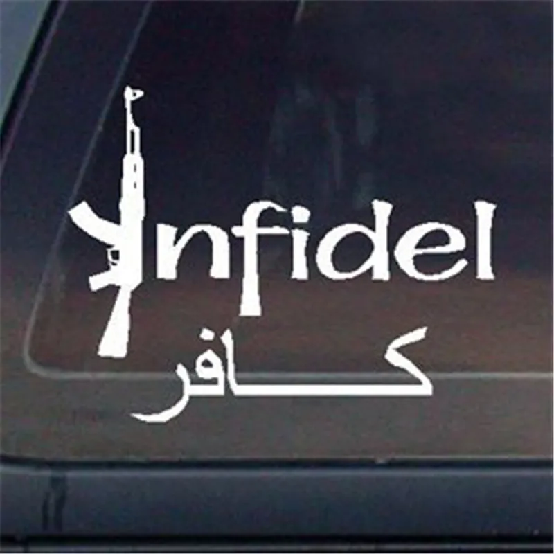 

Infidel w/ Arabic Car Decal / Sticker die cut vinyl decal for window car truck noteBook virtually any hard, smooth surface
