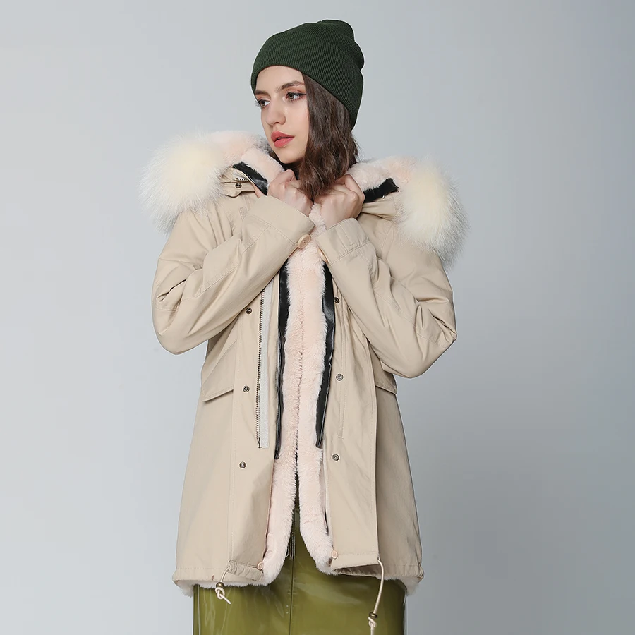 D'hiver Vêtements Laveur Streetwear Femmes Longue De 2019 Véritable Raton Veste Oftbuy Nouvelle Réel Grand Parka Kaki Manteau Col Fourrure 7qtcwWTU