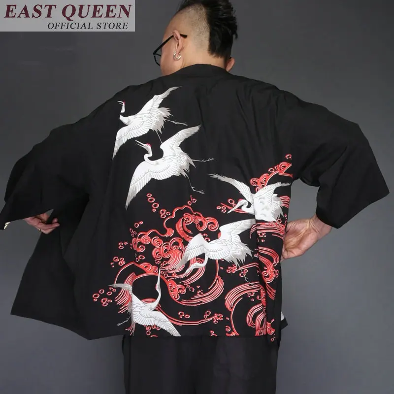 Japanese kimono yukata kimino haori cardigan men kimino robe for men black print japanese tops Haori Japan clothing FF376 A