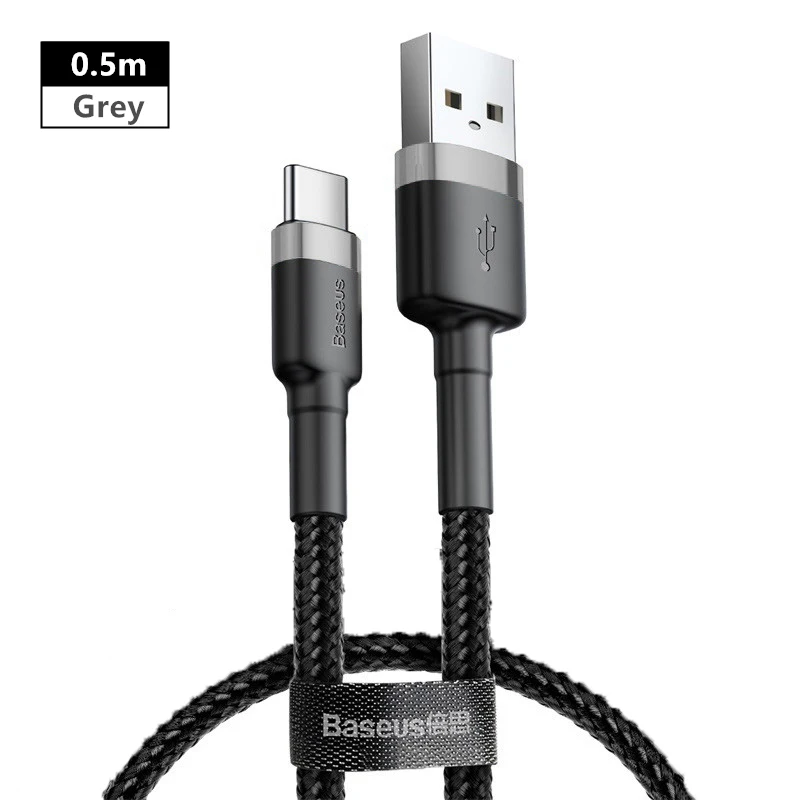 Baseus usb type-C кабель для зарядки для samsung S9 S10 мобильный телефон Быстрая зарядка type-C зарядка USB провод для Xiaomi Redmi шнур для передачи данных - Название цвета: 0.5m Grey