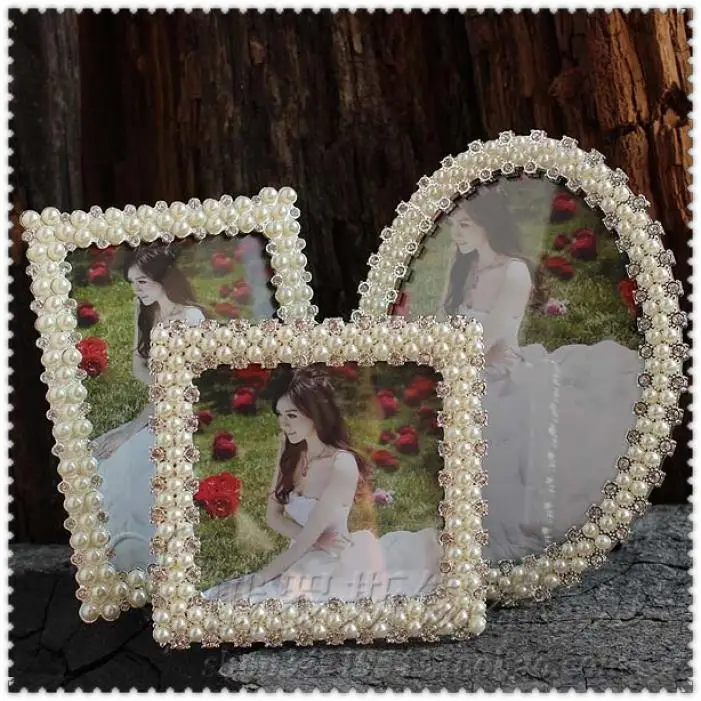 European oval Crystal Pearl photo frame alloy metal photo frame family