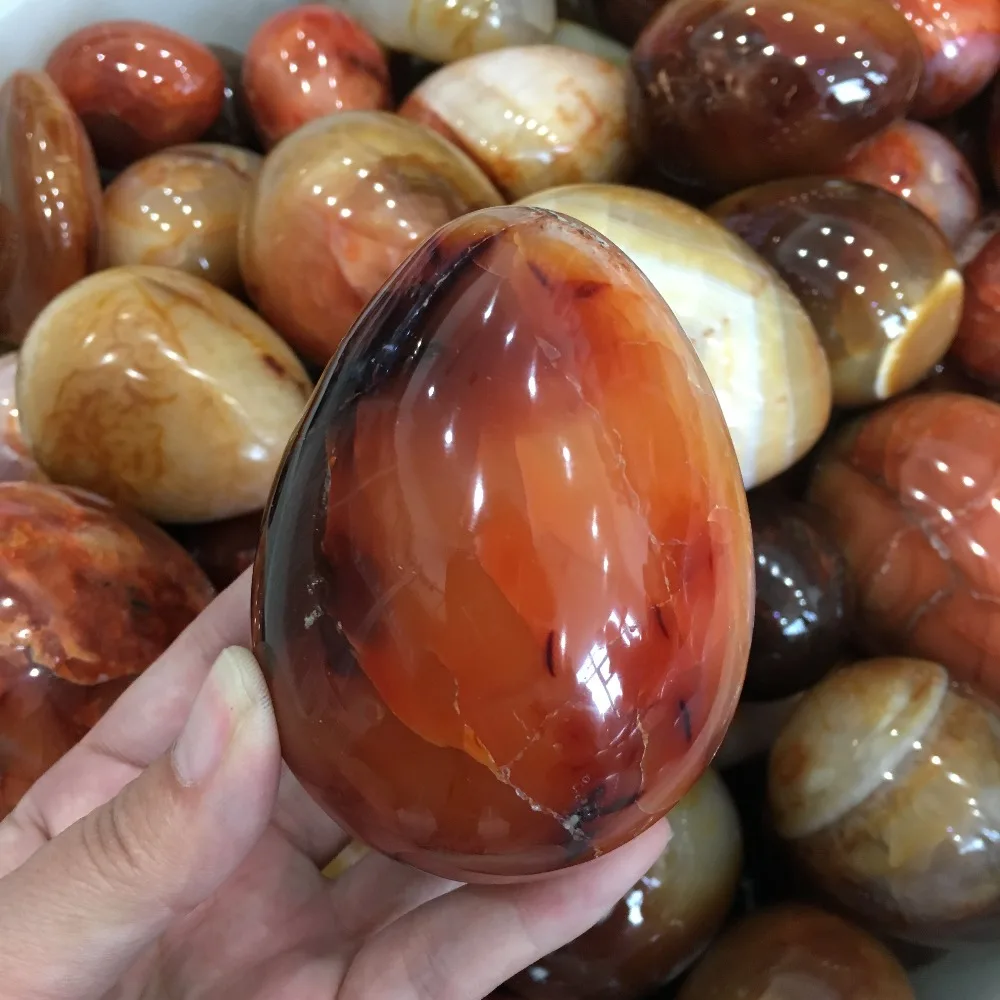 Натуральное драгоценное яйцо полированное красное тускло-красный Агат каменное яйцо