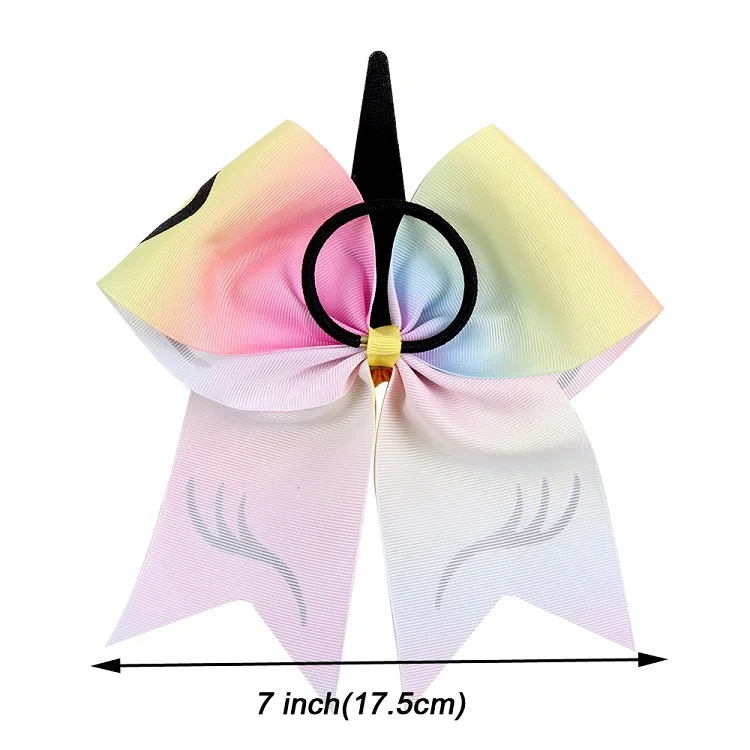 2 шт./партия Единорог Cheer банты с резинкой для девочек Дети Реверсивный блесток конский хвост банты держатель аксессуары для волос