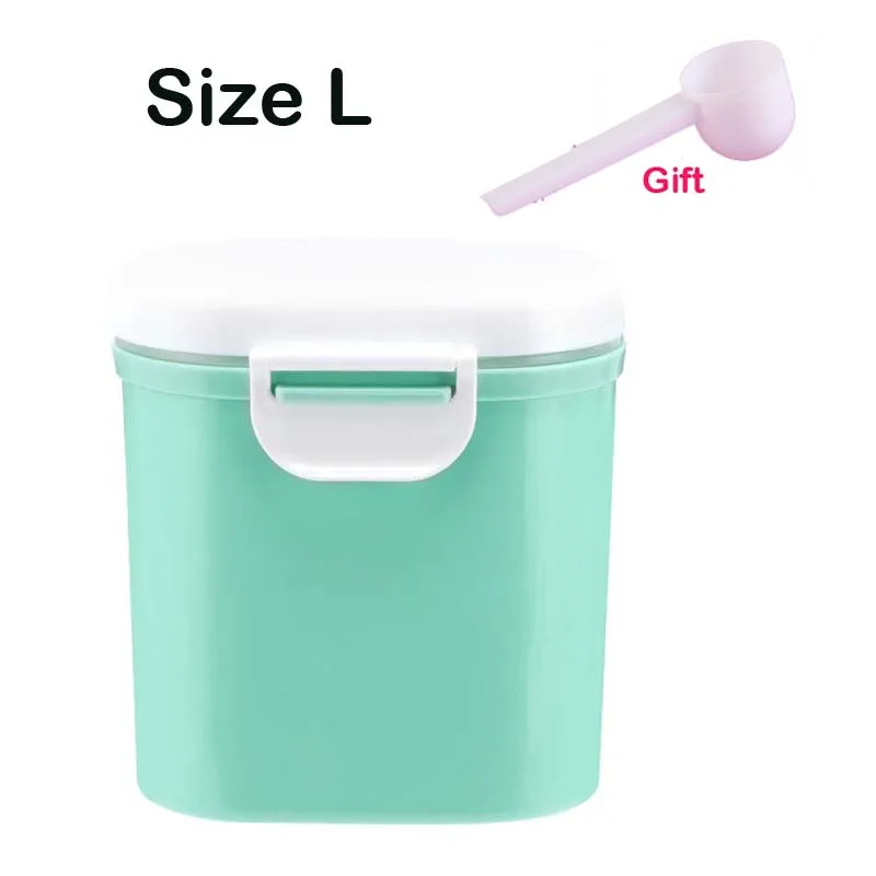 Baby's Independent Compartment Portable Milk Powder Storage Box Infant Unisex Snacking Travel Storage Box - Цвет: Green Size L