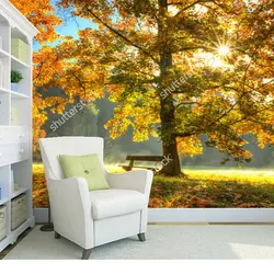 Пользовательские природный ландшафт обои, Ёлки под солнцем, Фото Фреска для гостиной спальня фоне стены водонепроницаемый обои