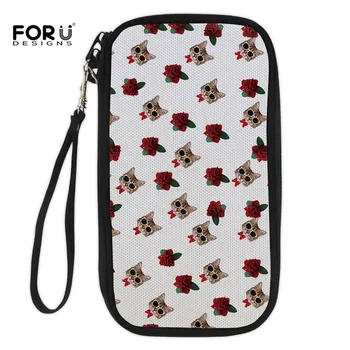 

FORUDESIGNS Rose Cat Card Holder for Female Brand Designer Credit Card Cases Women's Large Coin Purse Grils Travel Passport Bags