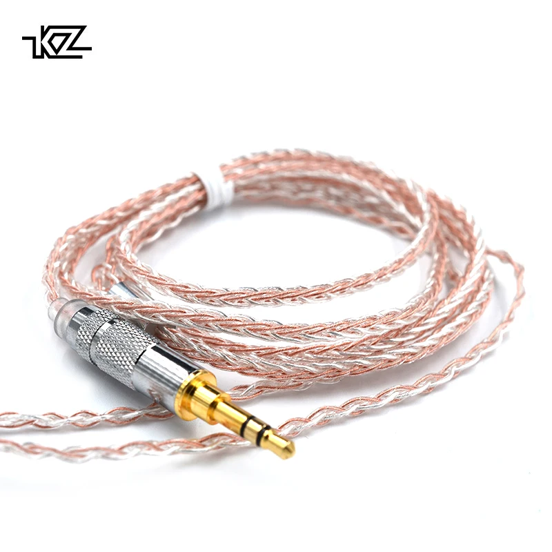 

KZ 3.5mm 2Pin/MMCX Connector 8 Core Copper Silver Mixed Cable Use For SE846 KZ ZS4/ZS5/ZS6/ZSA/ED16 ZSN/ZST/ES4/ZS10/AS10/BA10