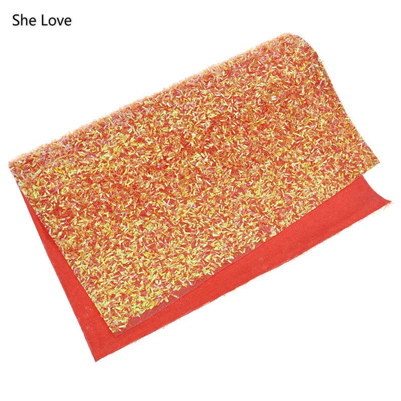 

She Love A4 29x21cm Soft Tinsel Glitter Fabric Faux PU Leather Fabric Sheet For Dress Clothing Home Crafts