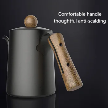 

650ml European Style Hand Washed Pot Stainless Steel Percolator Coffee Pot with Wooden Handle Hight Quality Bottle Kitchen Acces