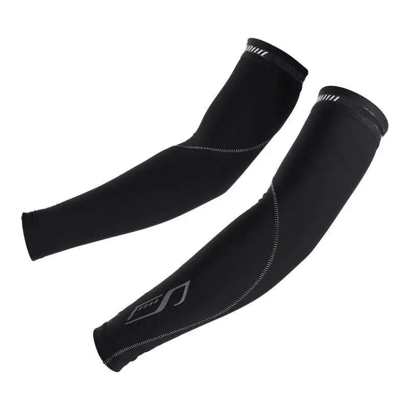 Arm Sleeves Cycling Sun Protection Fleece Arm Warmers Sports Windproof Arm Sleeves Cover Black