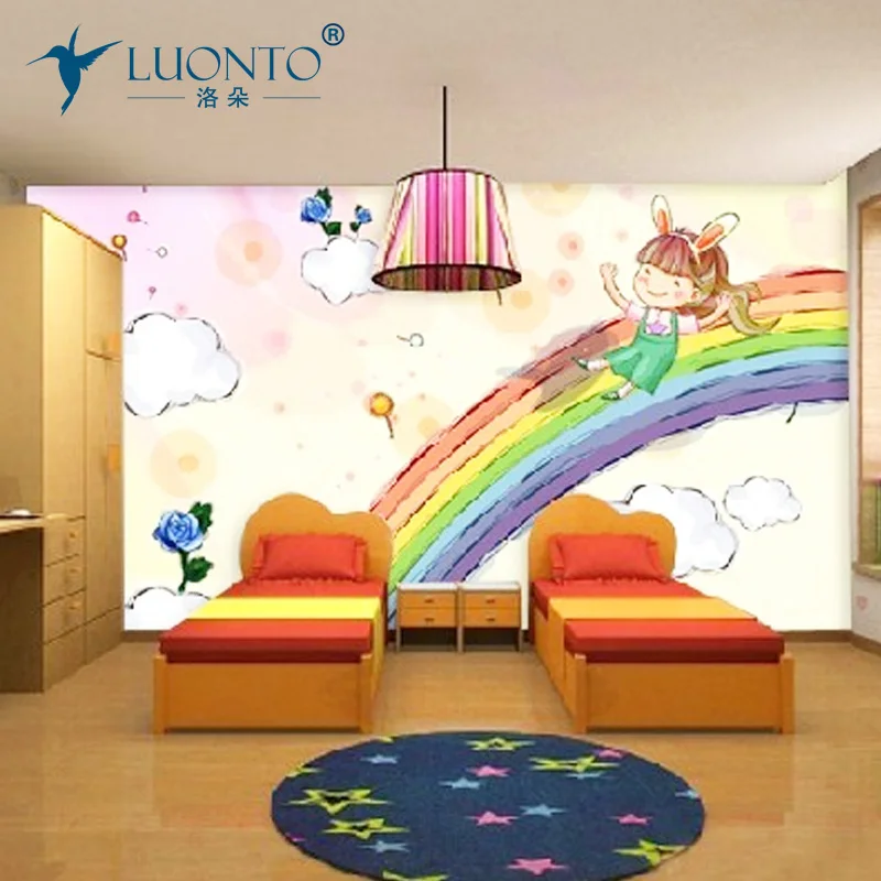 

New large mural art customization factories kids room Mural doll wallpaper child real pvc wall stickers self-adhesive home decor