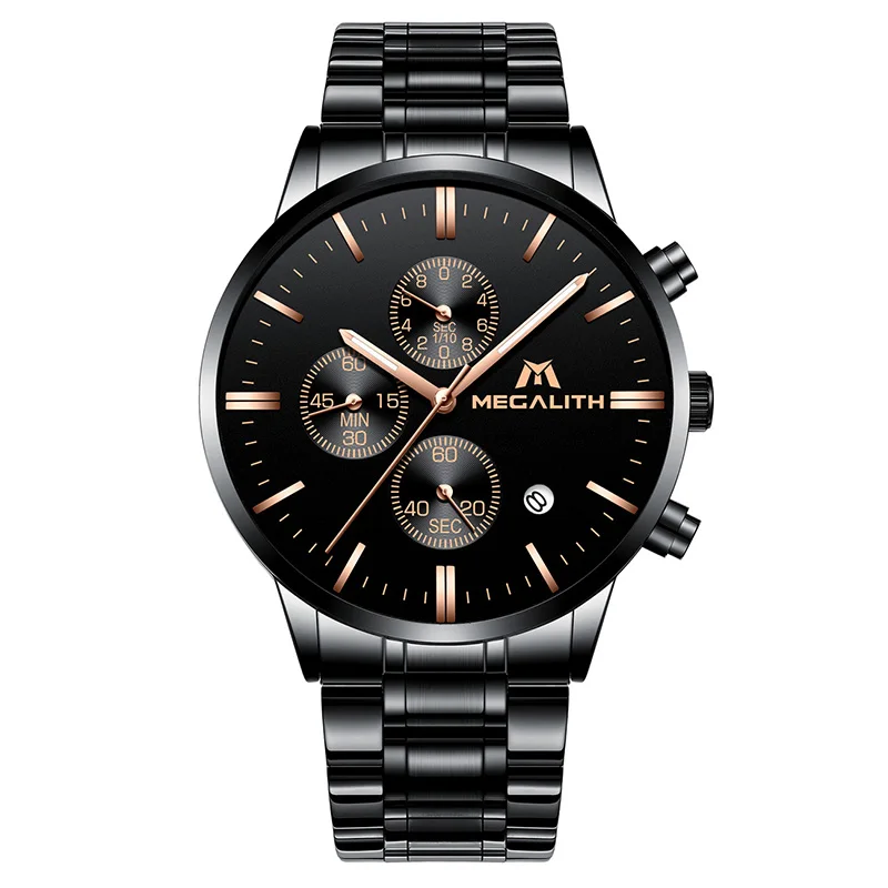 MEGALITH 15.99$ Mens Watch Top Brand Automatic Mechanical Watches Sport Waterproof Watch Stainless Steel Band Horloges Mannen - Цвет: 8028steel