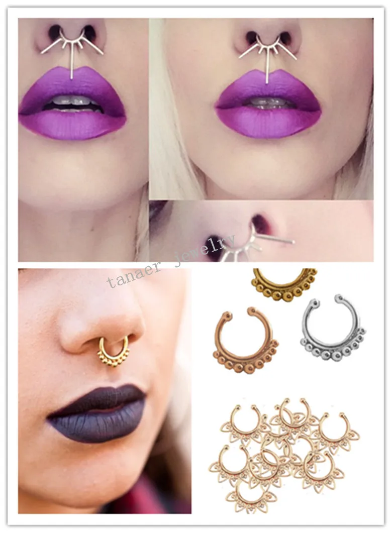 New arrivel 14G 3/8'' septum Piercing Jewelry fake brass faux septumin