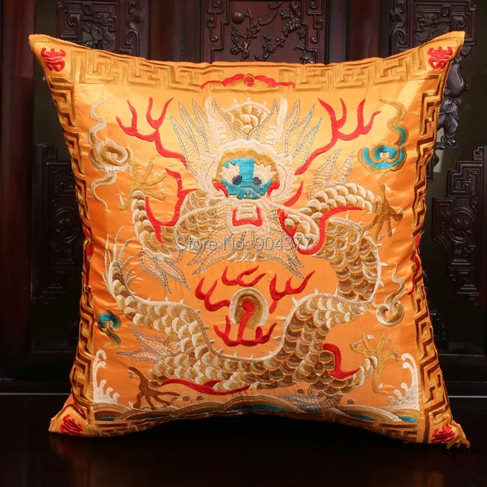 Полная вышивка дракон китайская наволочка 42x42 см квадратная декоративная Рождественская наволочка для подушки высокого класса подушка для поддержки поясничного отдела