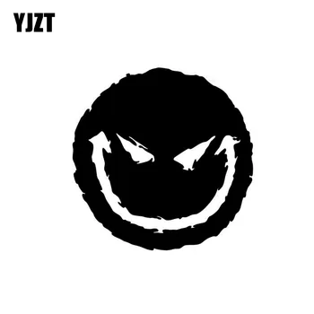 

YJZT 12.9CM*13CM EVIL SMILEY FACE CAR STICKER VINYL DECAL Black/Silver C3-0426