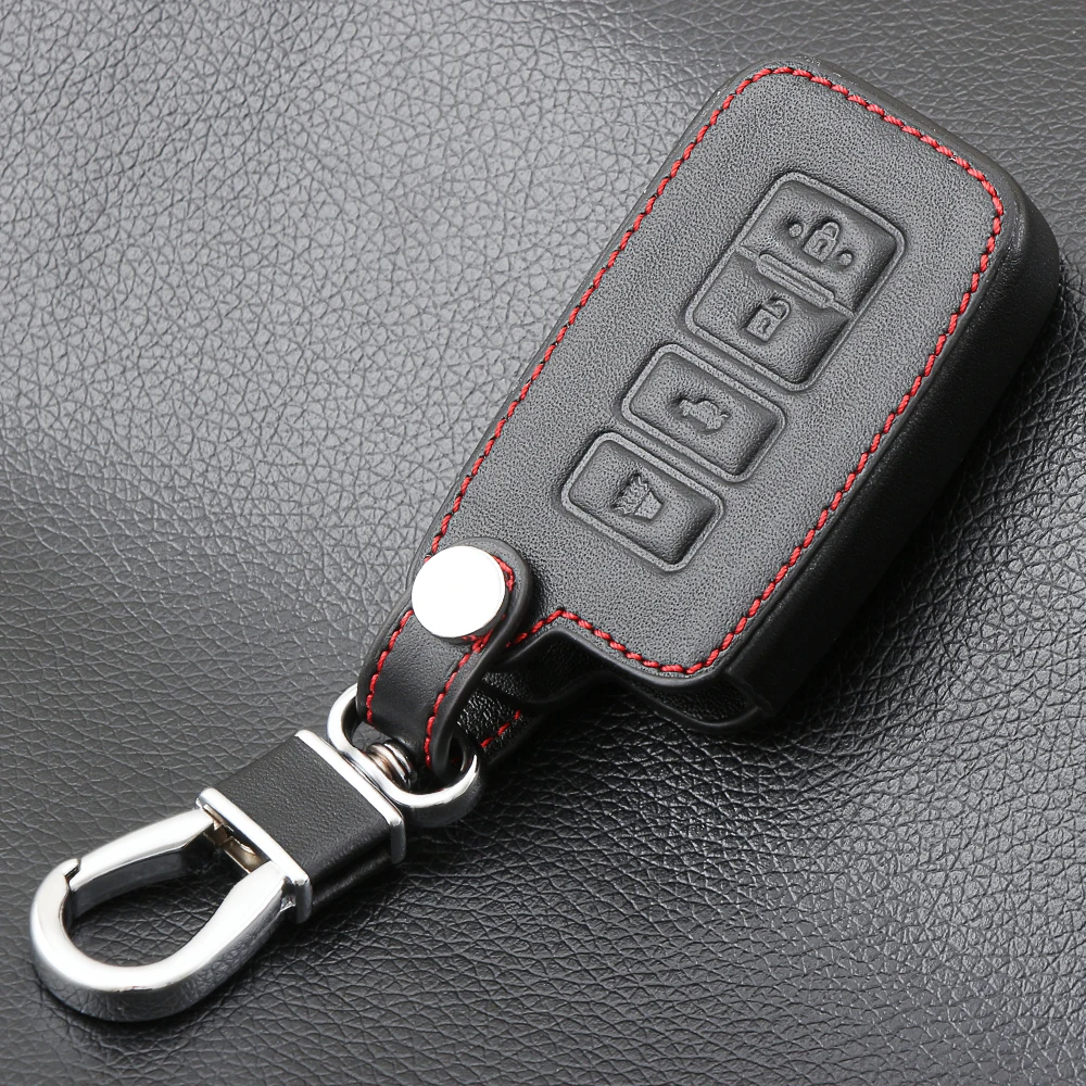 Умный чехол для ключей из натуральной кожи Fob 4 кнопки Toyota RAV4 Avalon Camry Corolla Highlander